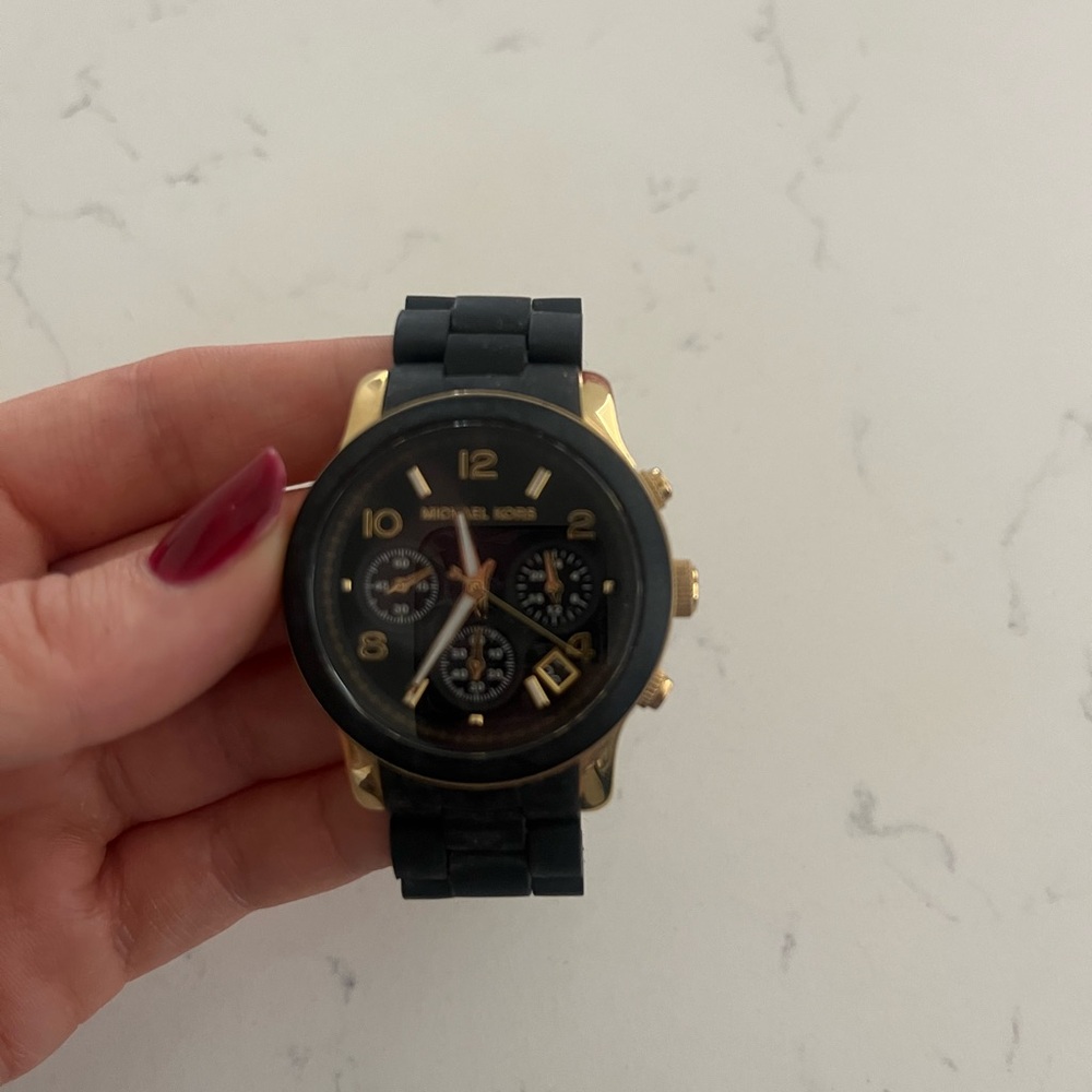 ❌SOLD Michael Kors Black and Gold Watch
